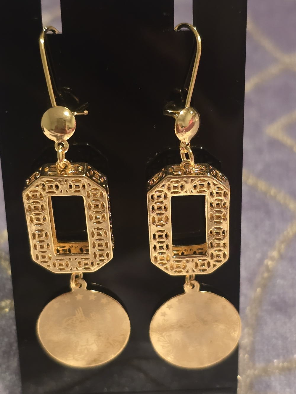 22kgp Dubai Jewelry Gold Geometric Drop Earrings - Women Jewelry